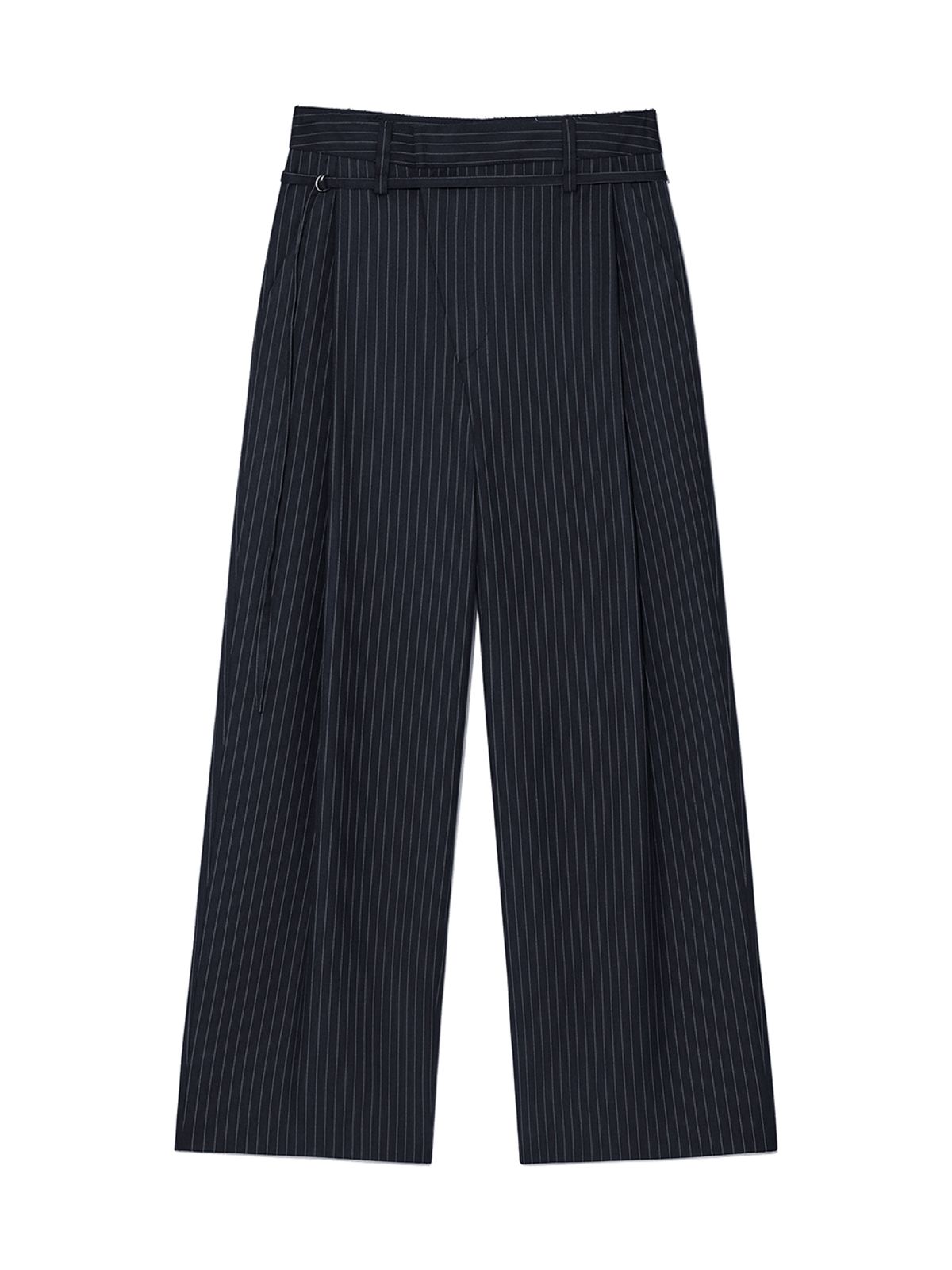 마뗑킴(MATIN KIM) TUCK POINT STRIPE TROUSER IN DARK NAVY