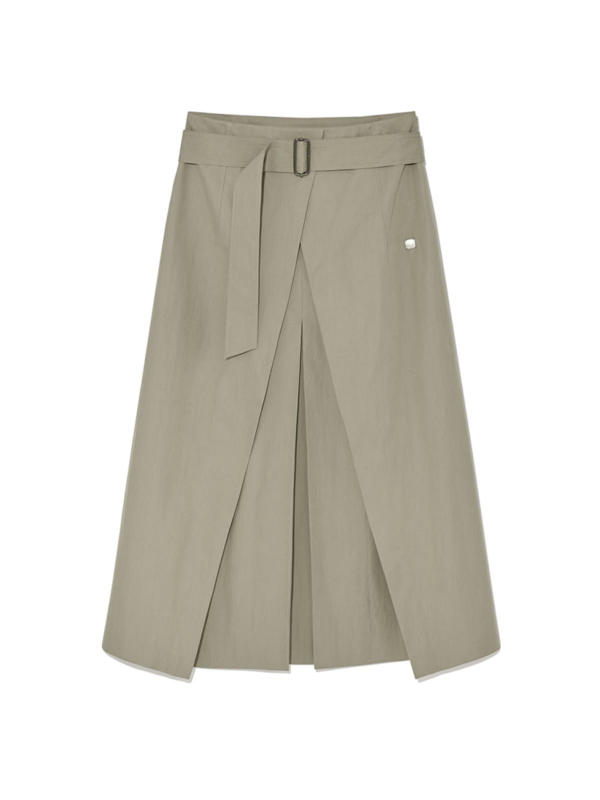 마뗑킴(MATIN KIM) A LINE PLEATS BELTED SKIRT IN LIGHT KHAKI