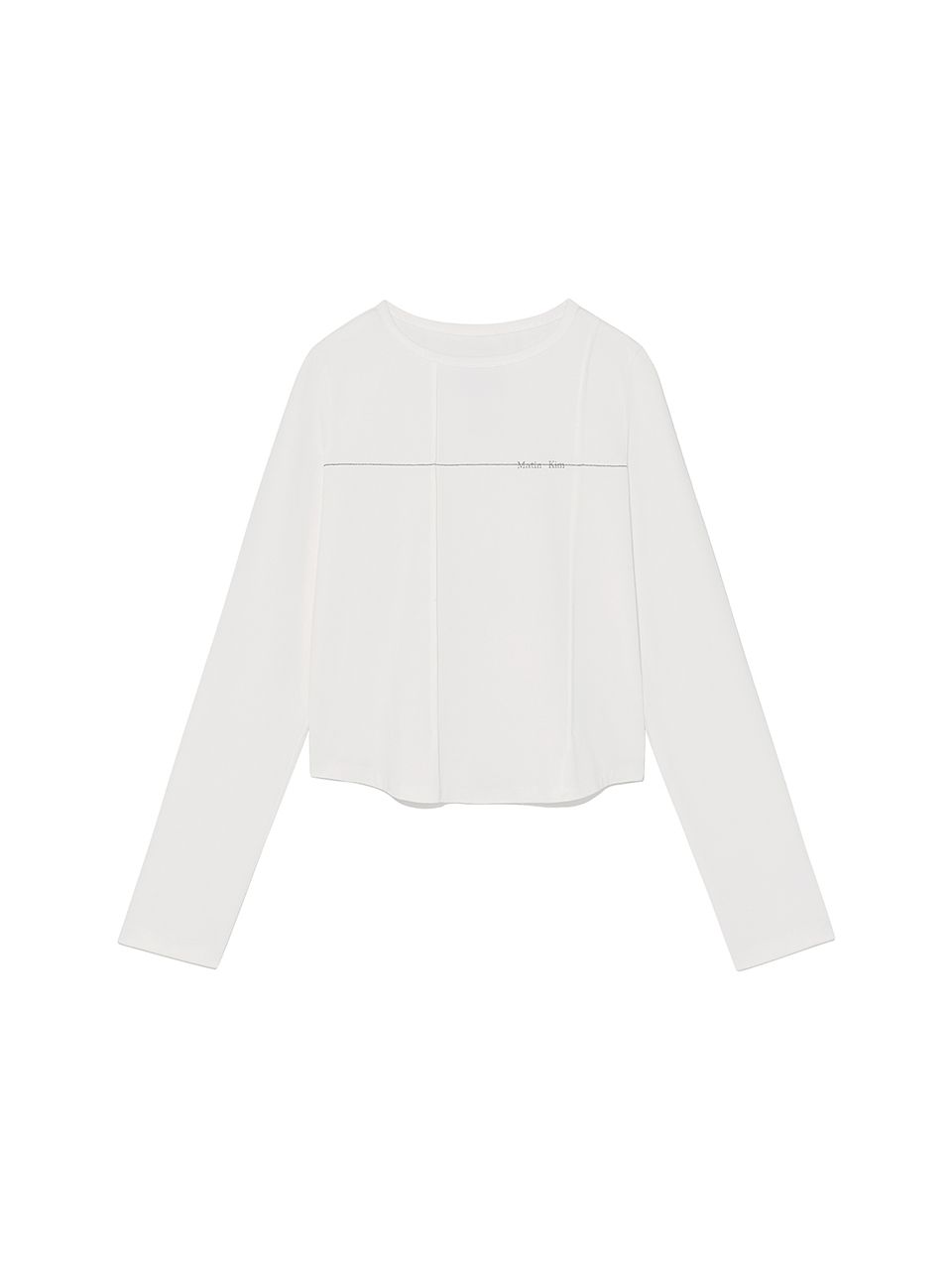 MUSINSA | MATIN KIM TUCK DETAIL SMALL LOGO TOP IN WHITE