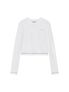 CUT LINE DETAIL LONG SLEEVE LOGO TOP IN WHITE