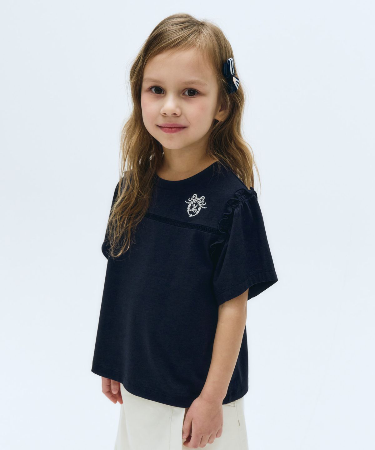 마리떼 키즈(MARITHÉ KIDS) KIDS W SHIRRING SLEEVE TEE navy