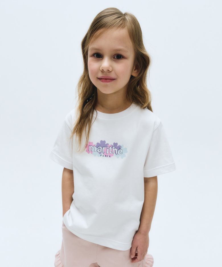 KIDS FLOWER GRAPHIC TEE white