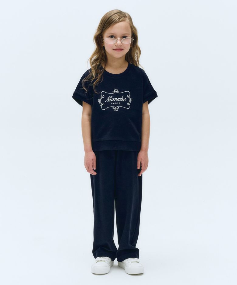 KIDS W CROP SWEAT SET-UP navy