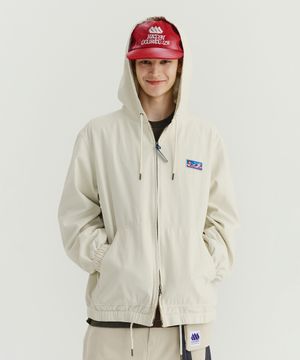 스트링 코튼 후디드 자켓 아이보리