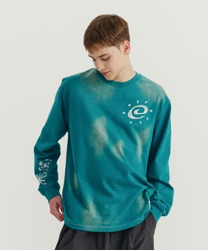 페이디드 스텝 그래픽 롱슬리브 그린