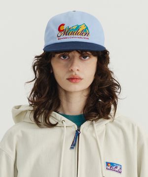 컬러 블록 스냅백 네이비