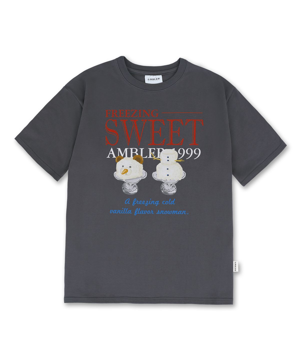 엠블러(AMBLER) Vanilla Snowmans Summer 그래픽 반팔 티셔츠 AS1203 (다크그레이)