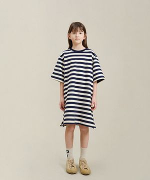 헤링본 스트라이프 드레스_네이비