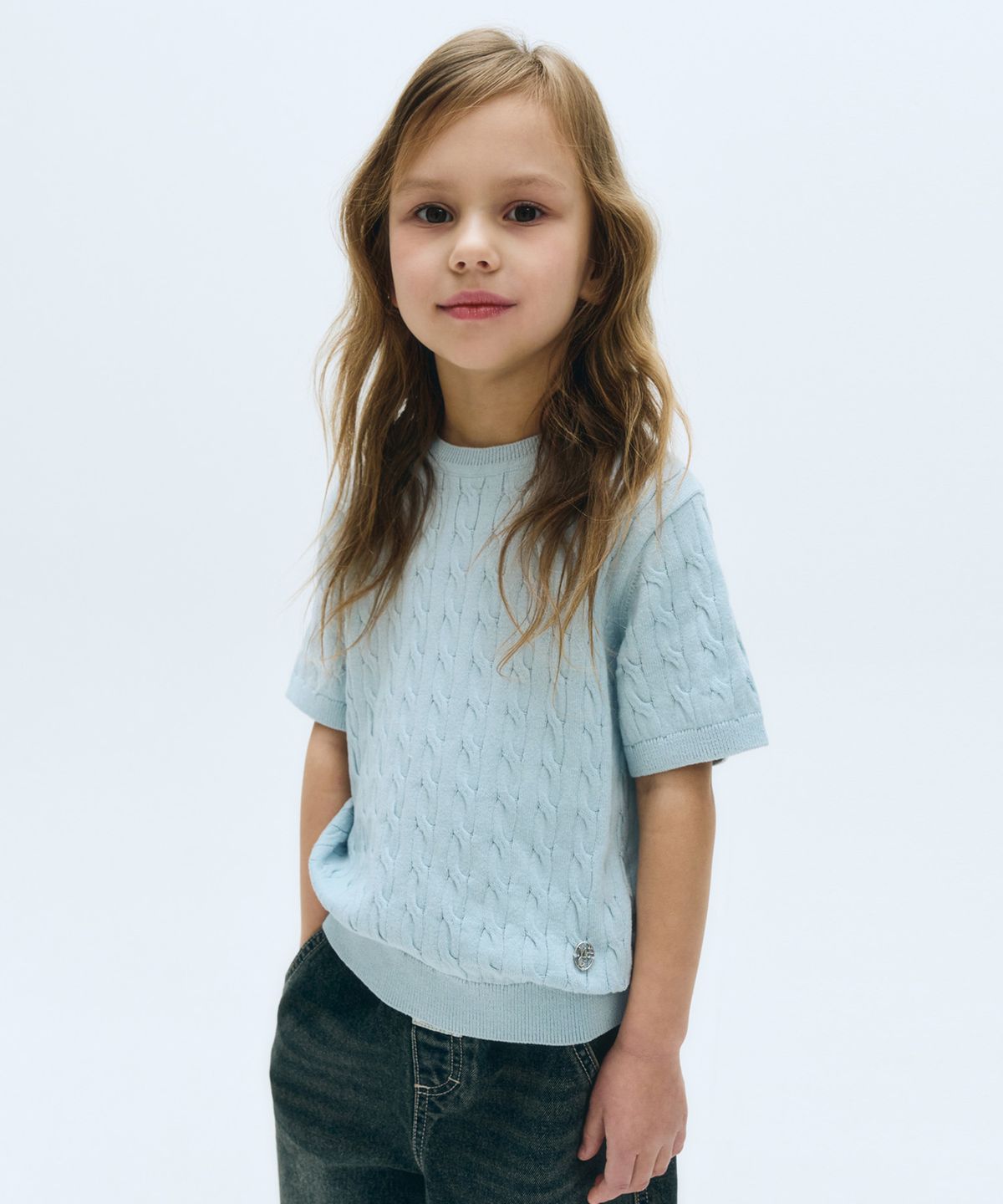 마리떼 키즈(MARITHÉ KIDS) KIDS W CABLE HALF SLEEVE PULLOVER blue
