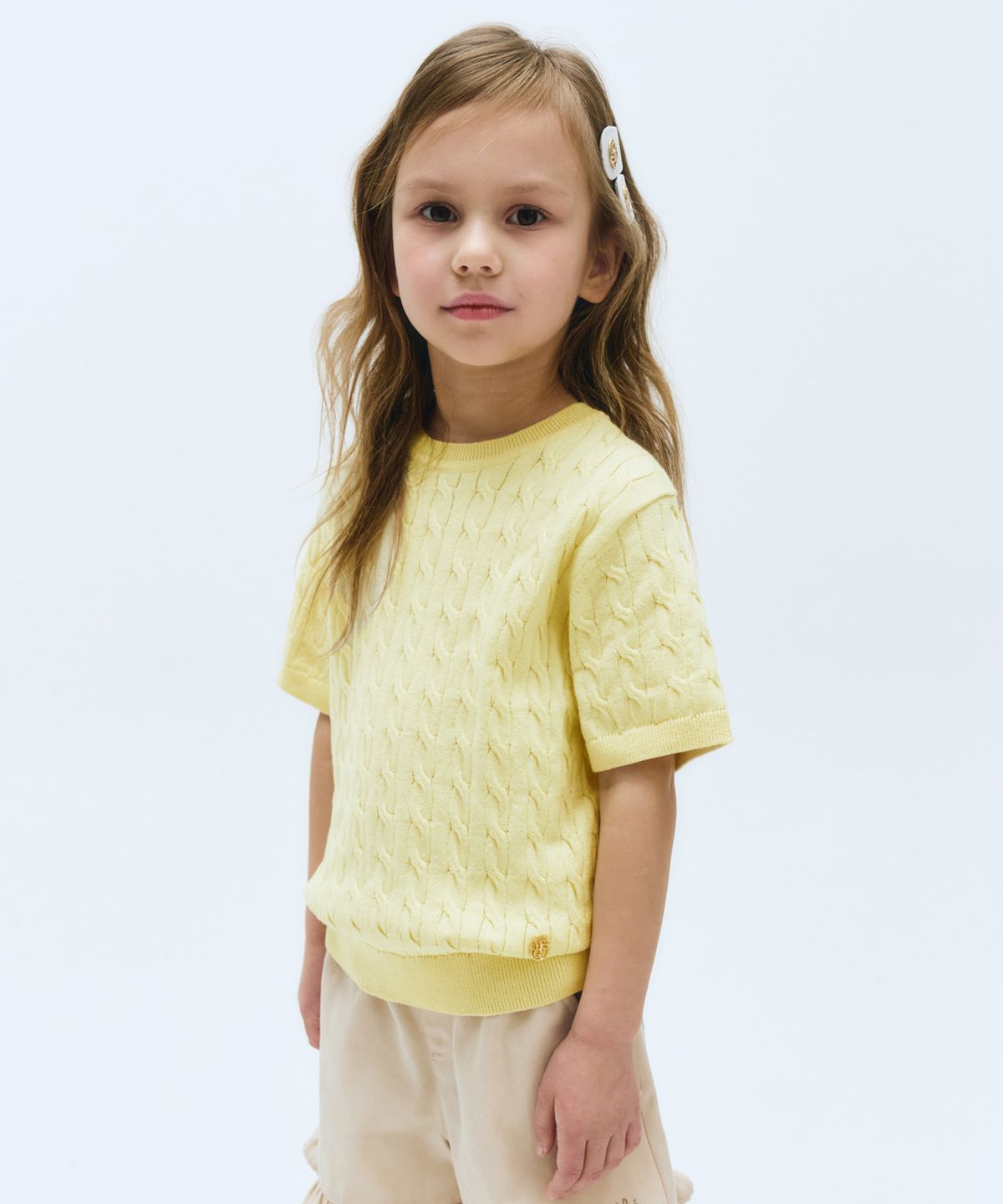 마리떼 키즈(MARITHÉ KIDS) KIDS W CABLE HALF SLEEVE PULLOVER light yellow