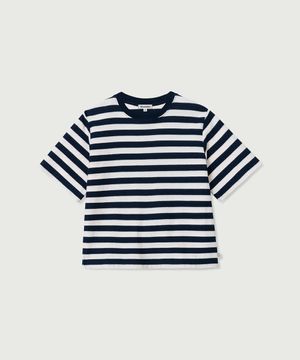 헤링본 스트라이프 티셔츠_네이비