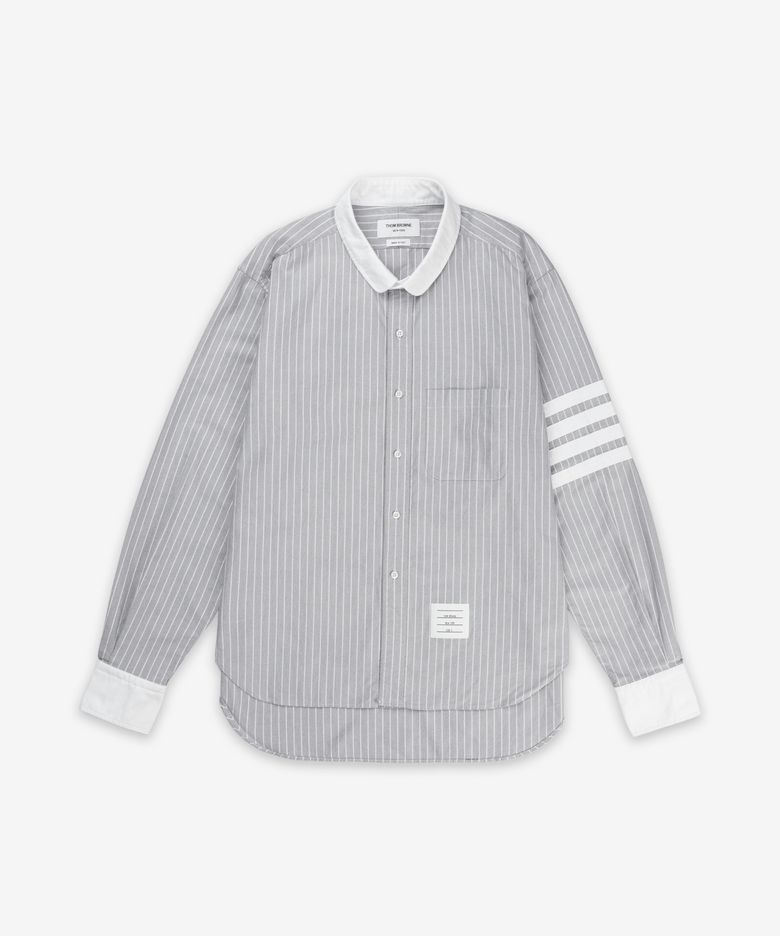 스트라이프 옥스포드 4바 미니 라운드 카라 셔츠 - 네이비:화이트 / MWL414CF0013415