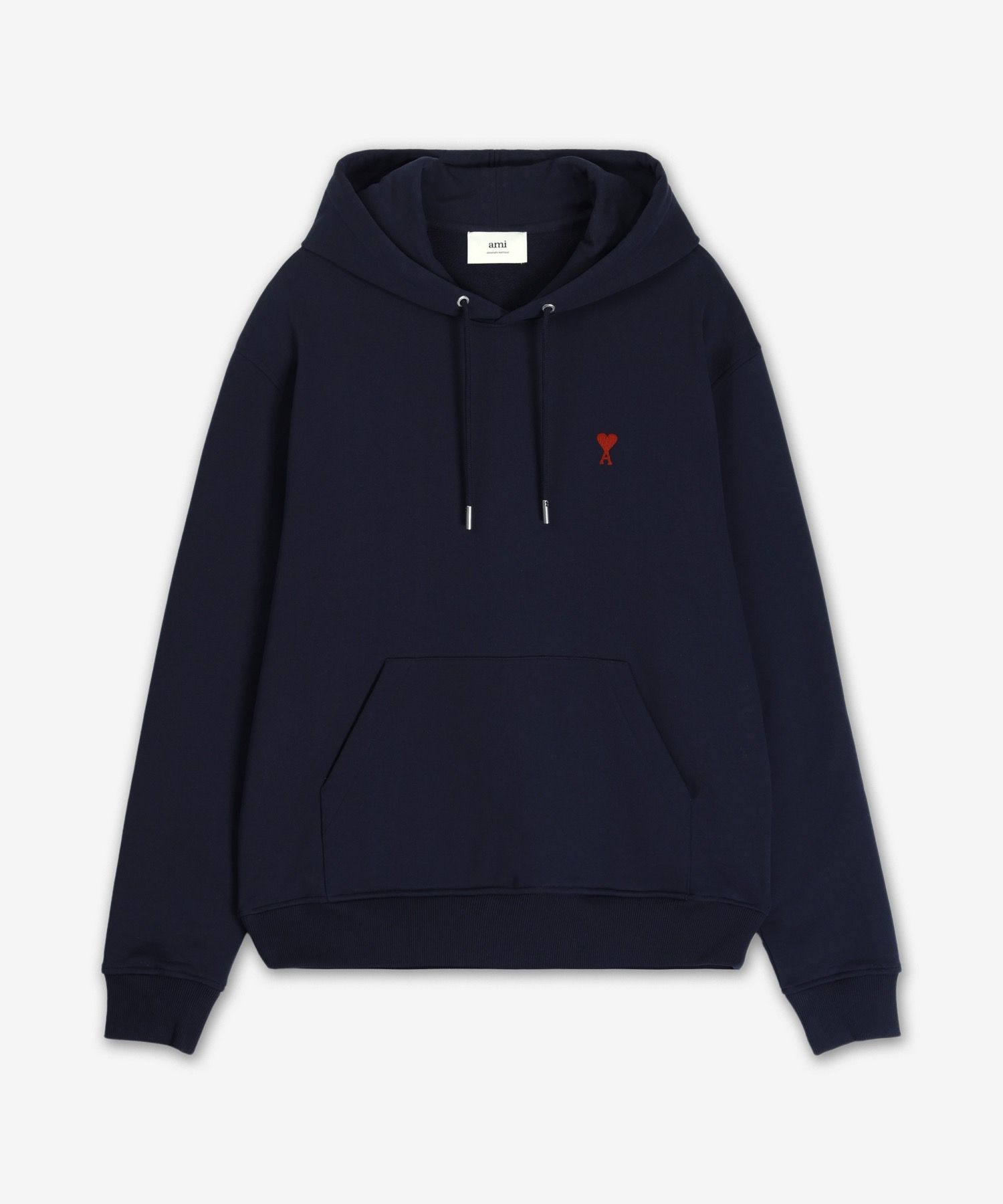 MUSINSA | AMI Red Heart Logo Hoodie - Night Blue / BFUSW235730430
