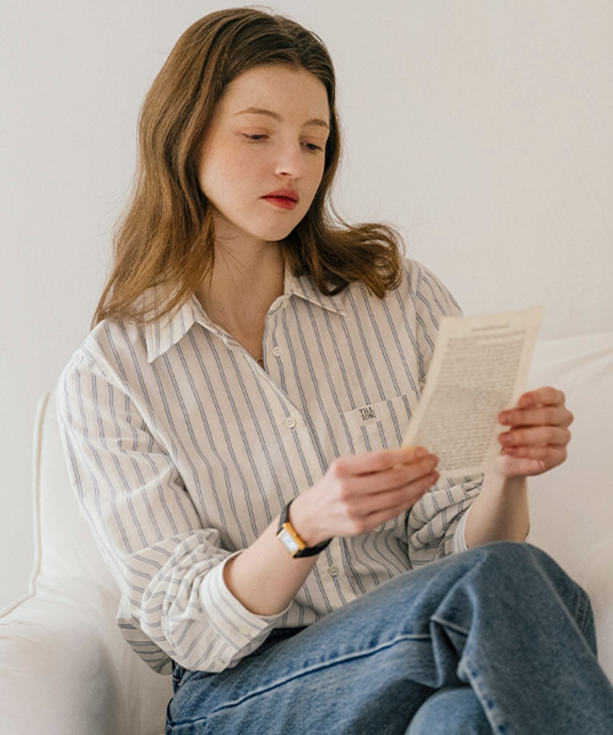 틸아이다이(TILL I DIE) Prestiage stripe cotton shirt_Ivory
