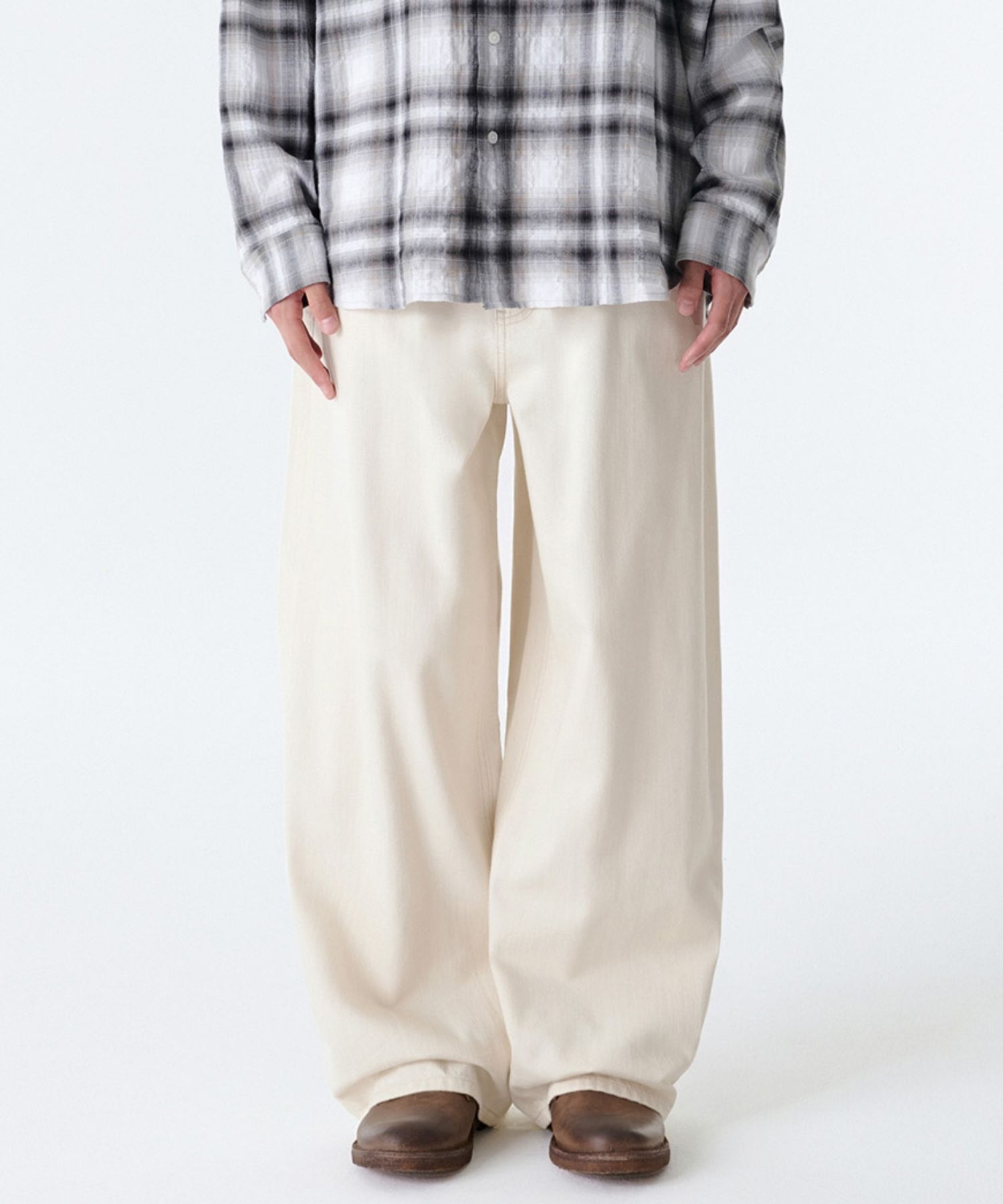 ★MUSINSA STANDARD★ Linen-like extra wide denim pants cream MUSINSA公式 | MUSINSA STANDARD Linen-like extra wide denim