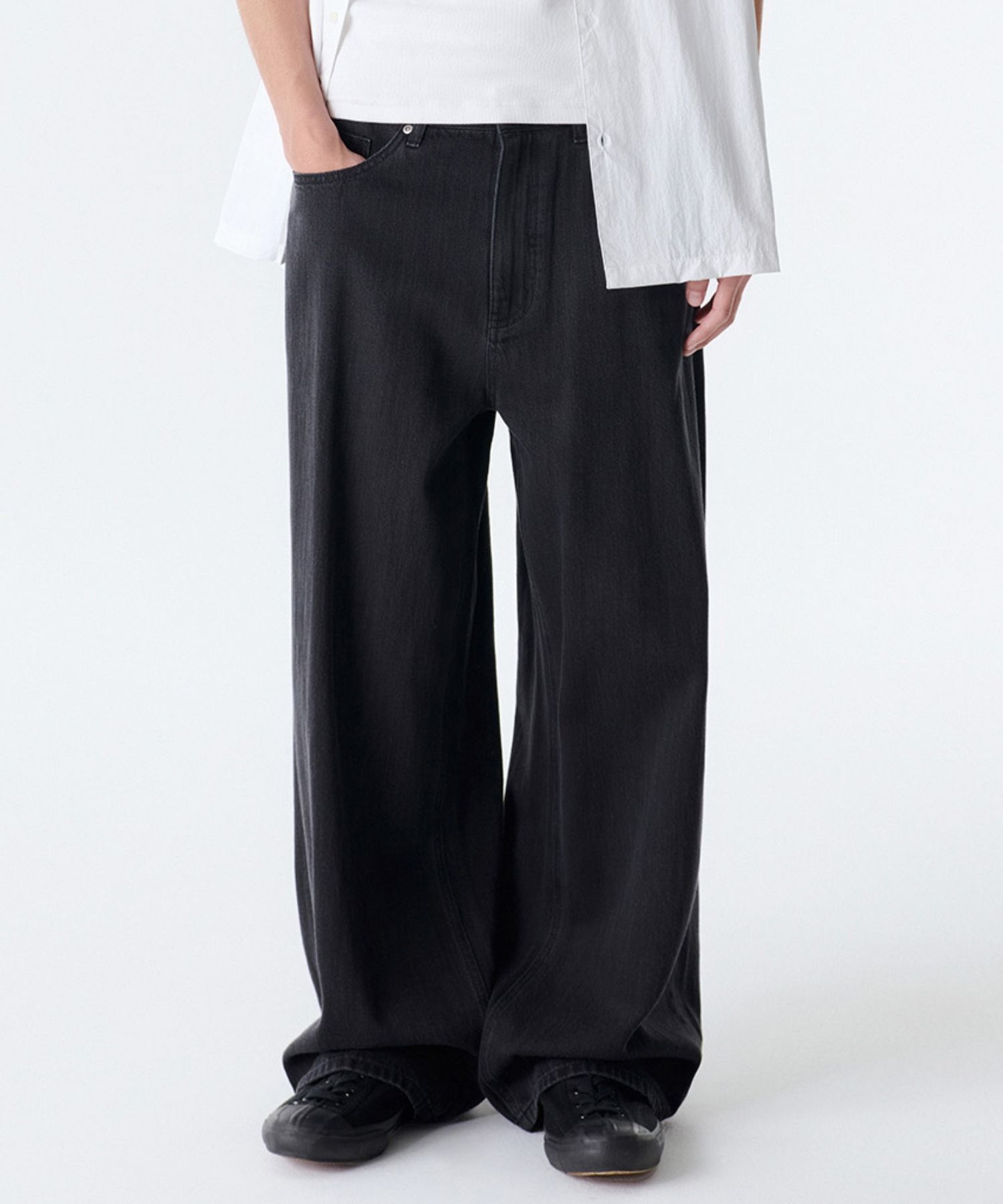 ★MUSINSA STANDARD★ Linen-like extra wide denim pants dark MUSINSA | MUSINSA STANDARD Linen-like extra wide denim pants