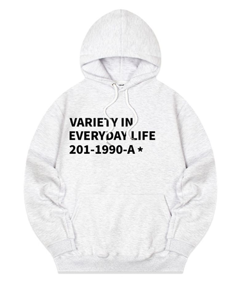 [NAPPING SELECTION] 1990 LETTERING HOODIE [WHITE MELANGE]