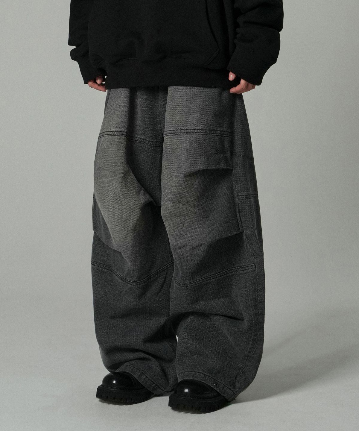 아이돈워너셀(IDWS) Cactus Pattern Maxi Denim Pants Black