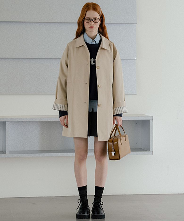 Rollup cotton half coat_Beige