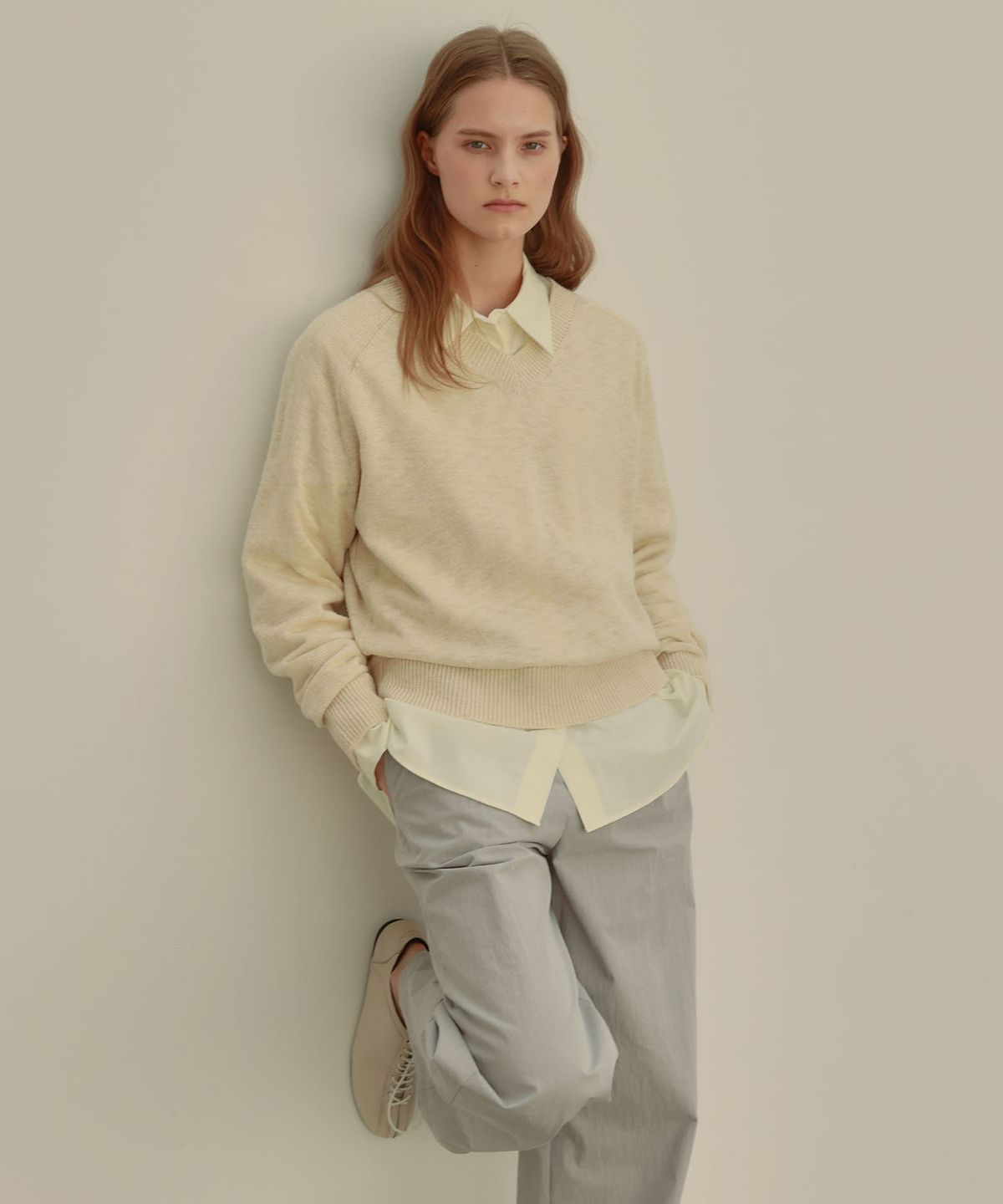 아우로(OURO) COTTON KNIT TOP [ BUTTER ]