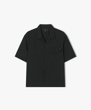 [25SS] LLM31511 블랙 와플조직 오픈카라 반팔 셔츠