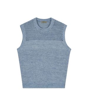 Tex Mix Knit Vest - S.BLUE