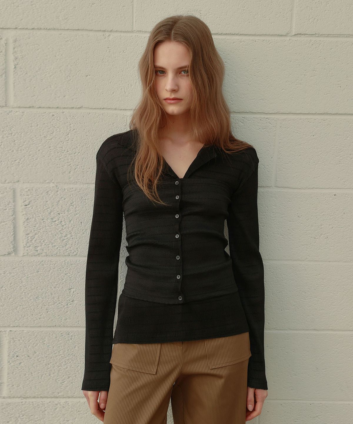 아우로(OURO) PLEATS LAYERED SHIRTS [ BLACK ]