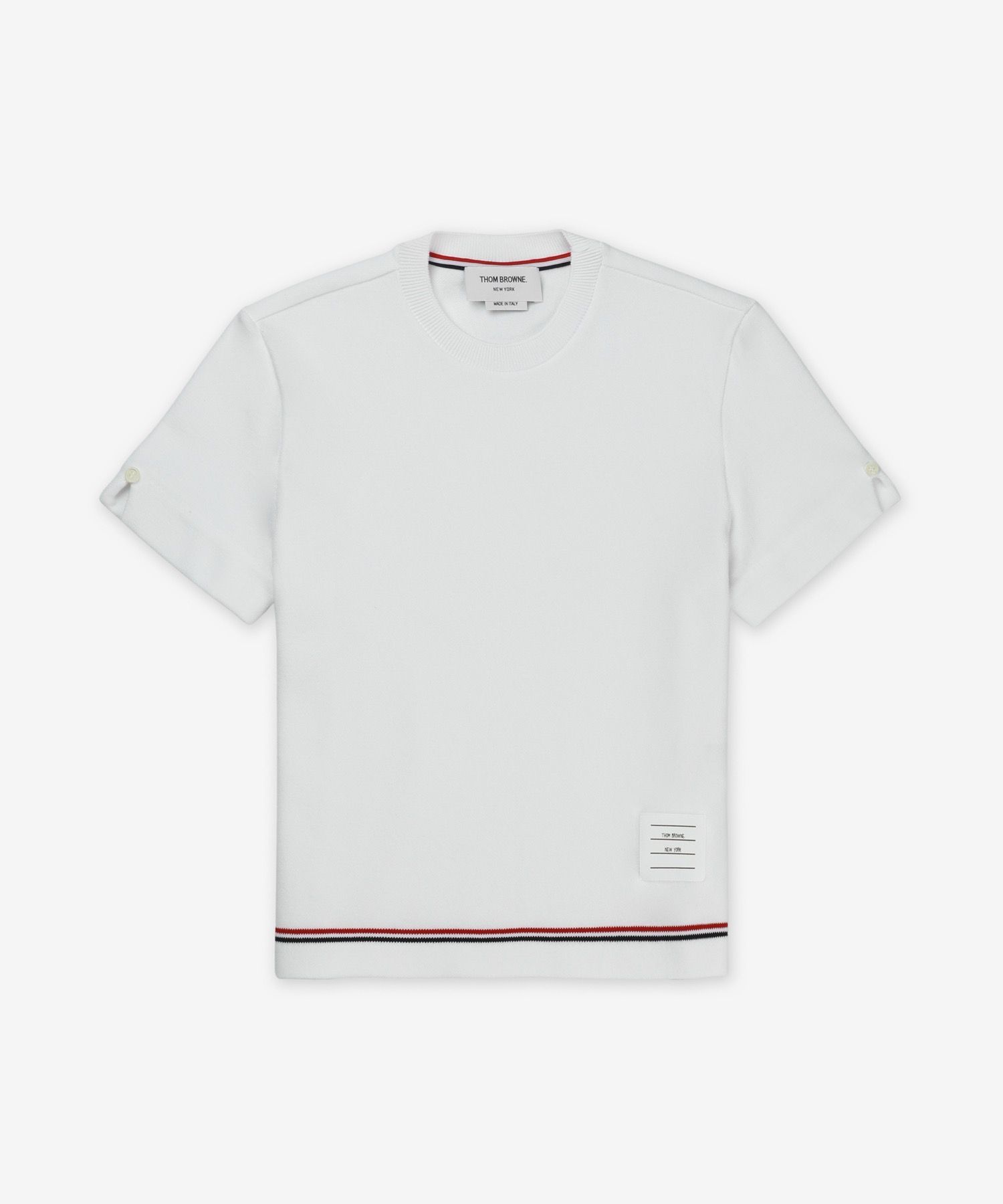 MUSINSA | THOM BROWNE Cotton Pique RWB Short Sleeve T-Shirt