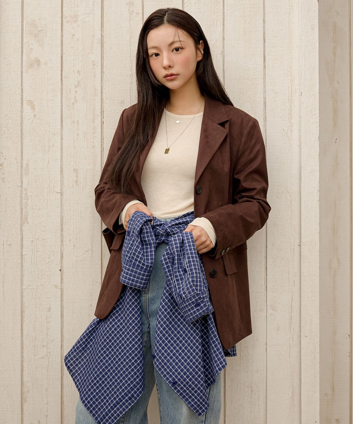 올리브 데 올리브(OLIVE DES OLIVE) 싱글 쓰리버튼 스웨이드 자켓 OL6XJ8800