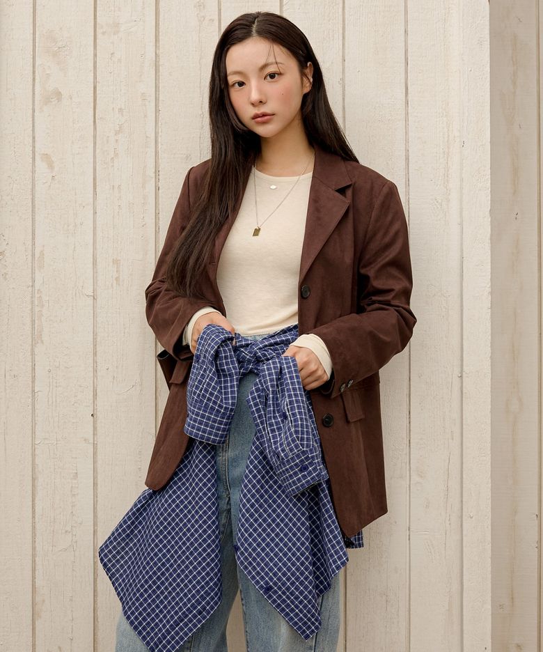 싱글 쓰리버튼 스웨이드 자켓 OL6XJ8800
