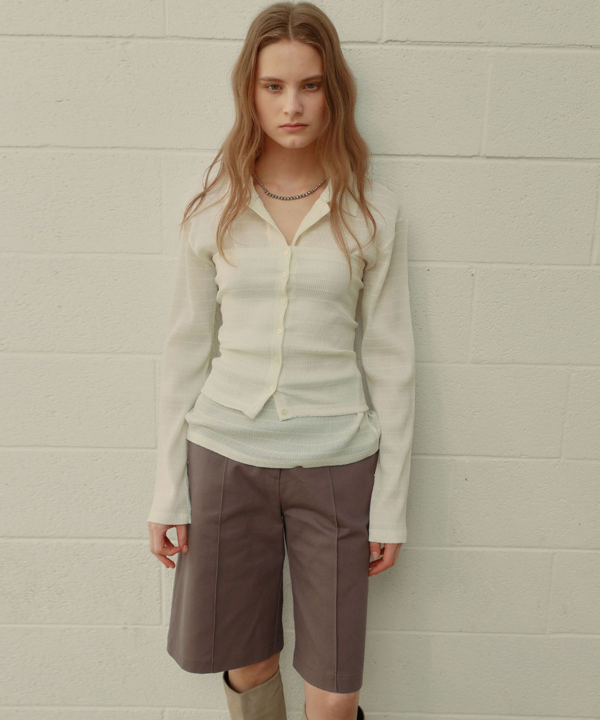 아우로(OURO) WASHING BERMUDA PANTS [ LAVENDER ]