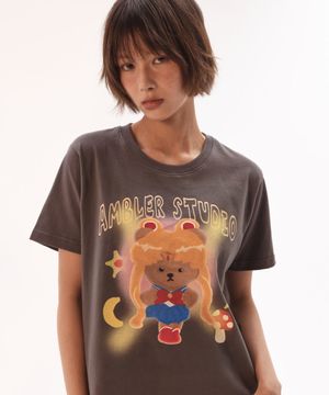 Sailor Bear 자수 반팔 티셔츠 AS1208 (다크그레이)