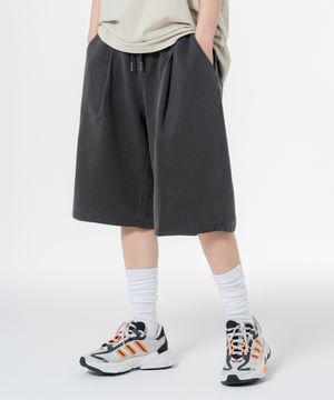 피그먼트 원턱 와이드 트레이닝 반바지 챠콜