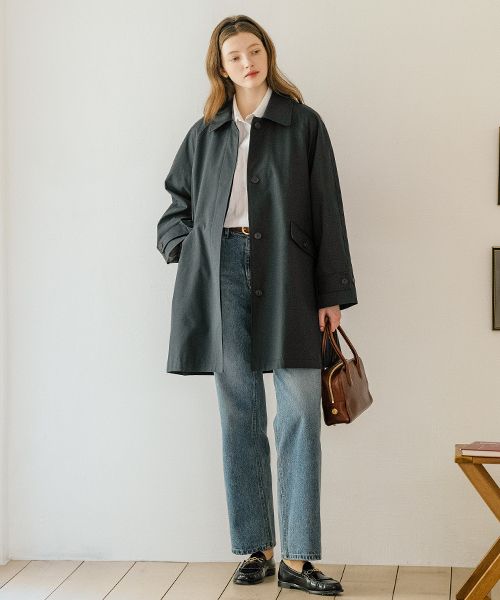 TILLIDIE musinsa コート MUSINSA | TILL I DIE A-line silhouette half trench coat_Navy
