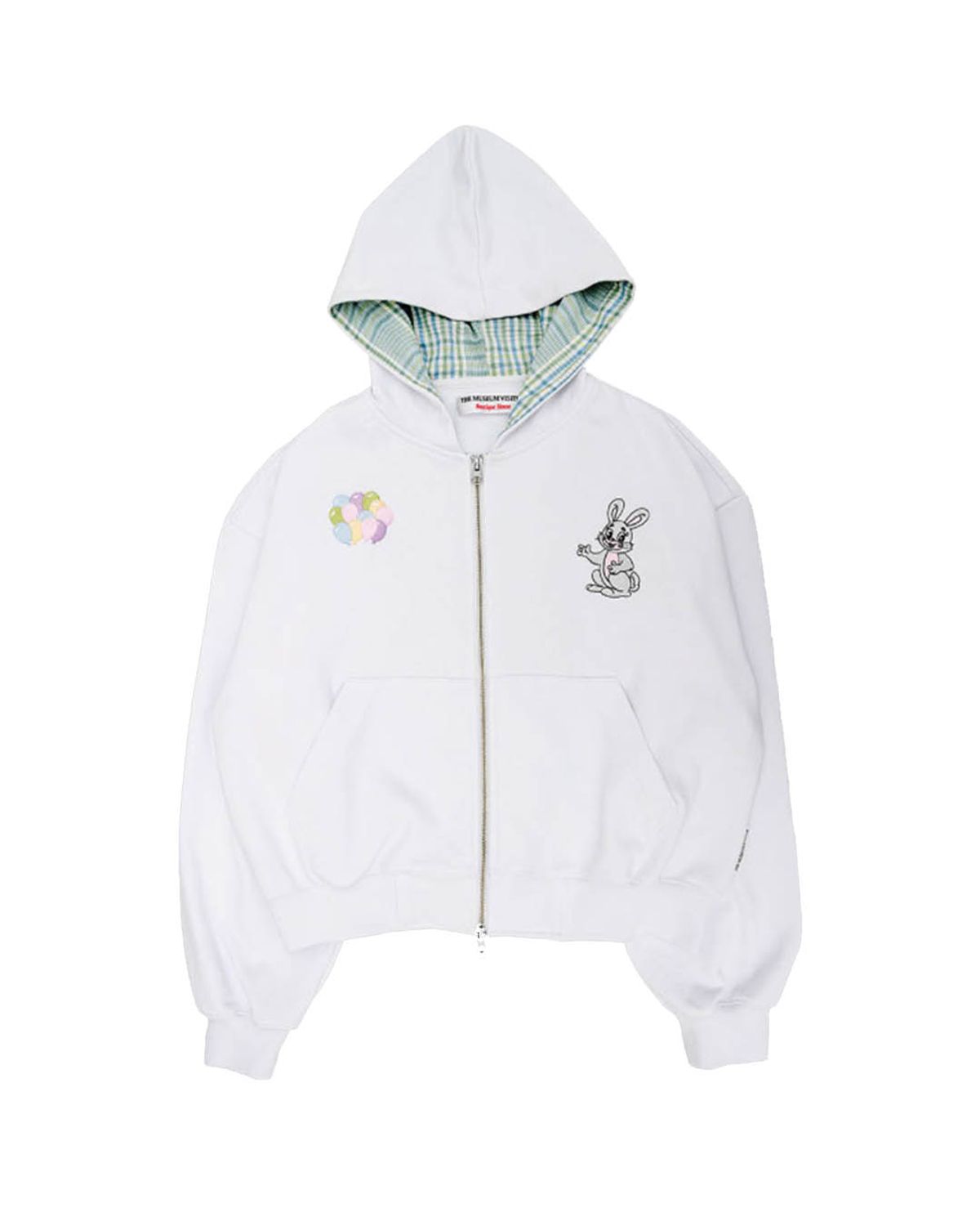 더뮤지엄비지터(THEMUSEUMVISITOR) RABBIT EMBROIDERY ZIPUP HOODIE (WHITE)