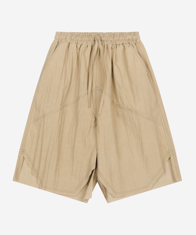 Offset Heart-Patch Vintage Shorts Beige