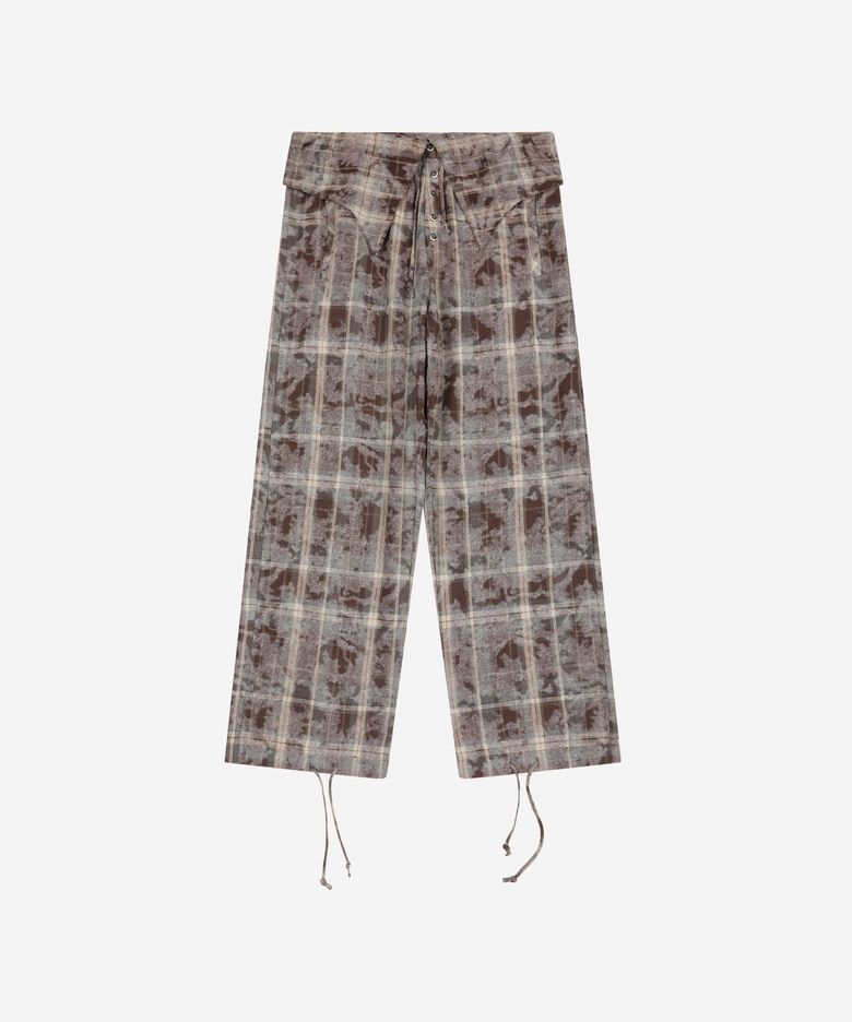 Rustic Check Shirt Pants Brown