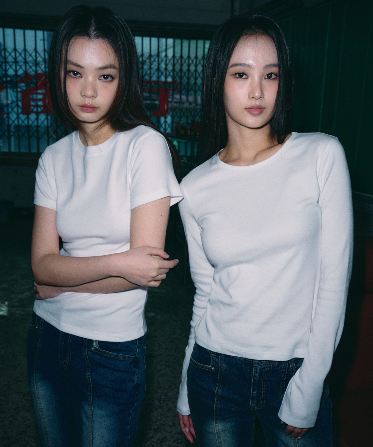 헬레네파리스(HELENE PARIS) [2PACK] 투 팩 올데이 라운드 티셔츠 [블랙/그레이/화이트]