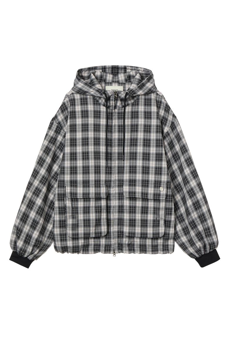 CHECK BOMBER JACKET IN BLACK