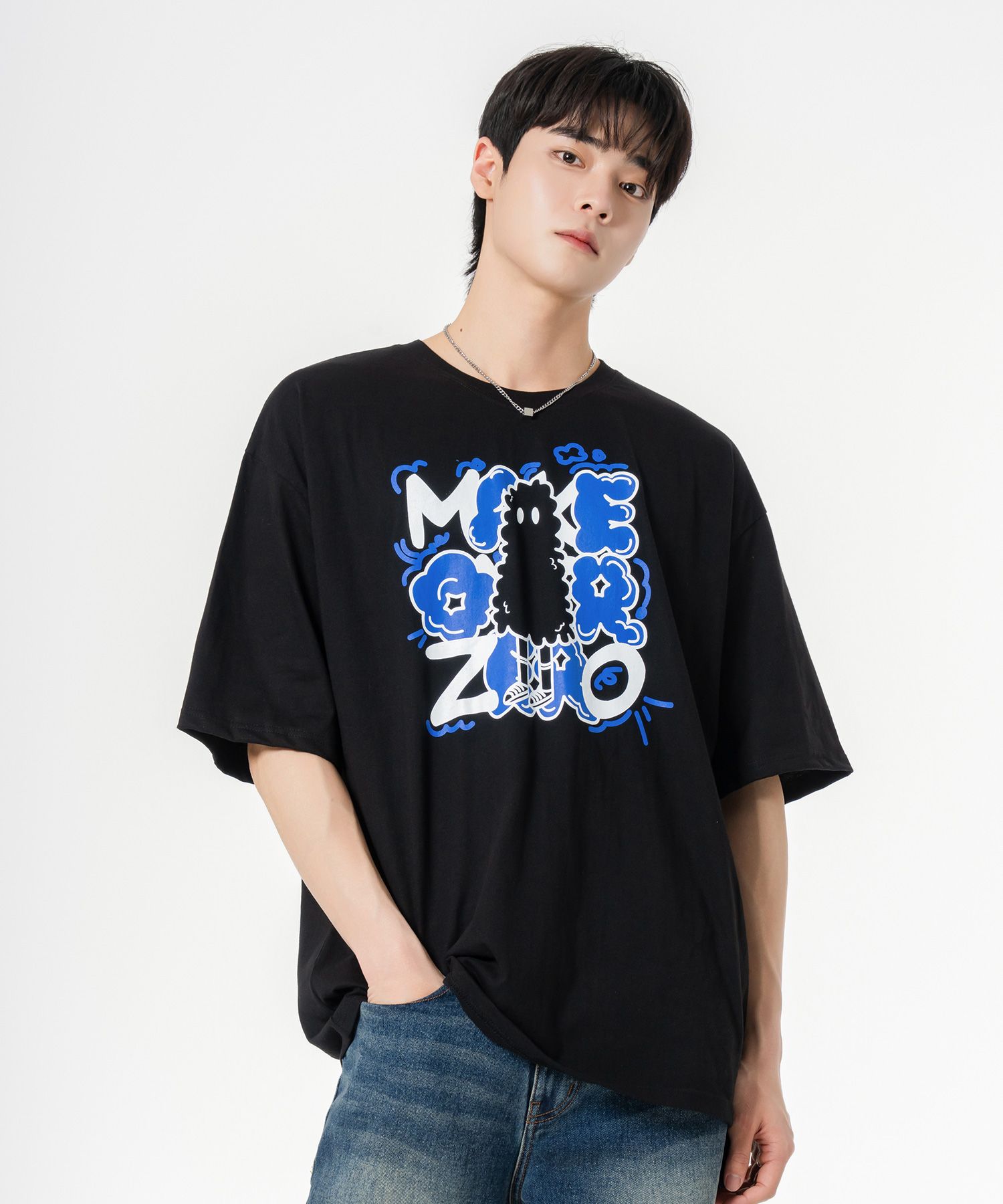 【THE MOZZ】Mono Overfit T-shirt MUSINSA | MOZMOZ Moz Cloud Overfit Short Sleeve T-Shirt Black