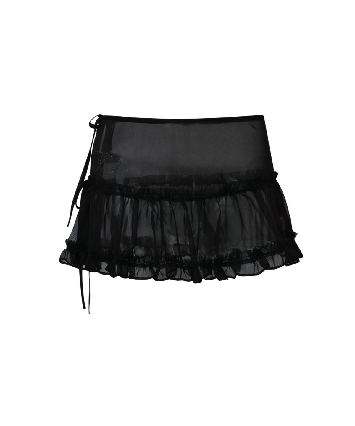 루루서울(LOULOUSEOUL) Glow Sheer Layering Skirt (Black)