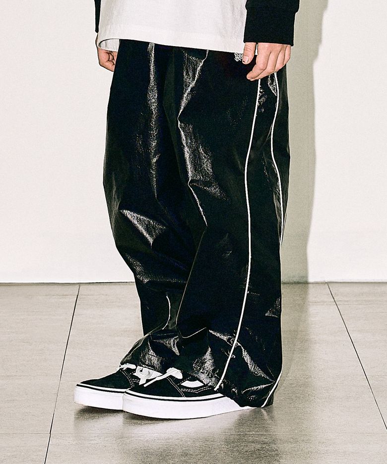 KIDS TAG PIPING LINE PANTS - BLACK