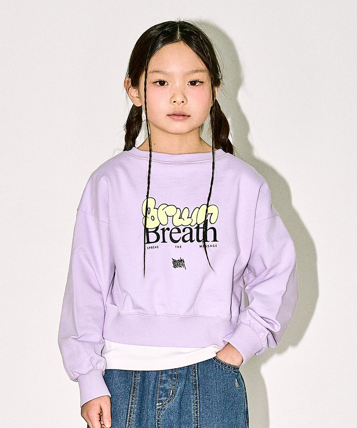 브라운브레스 키즈(BROWNBREATH KIDS) KIDS BREATH CROP CREWNECK - LAVENDER