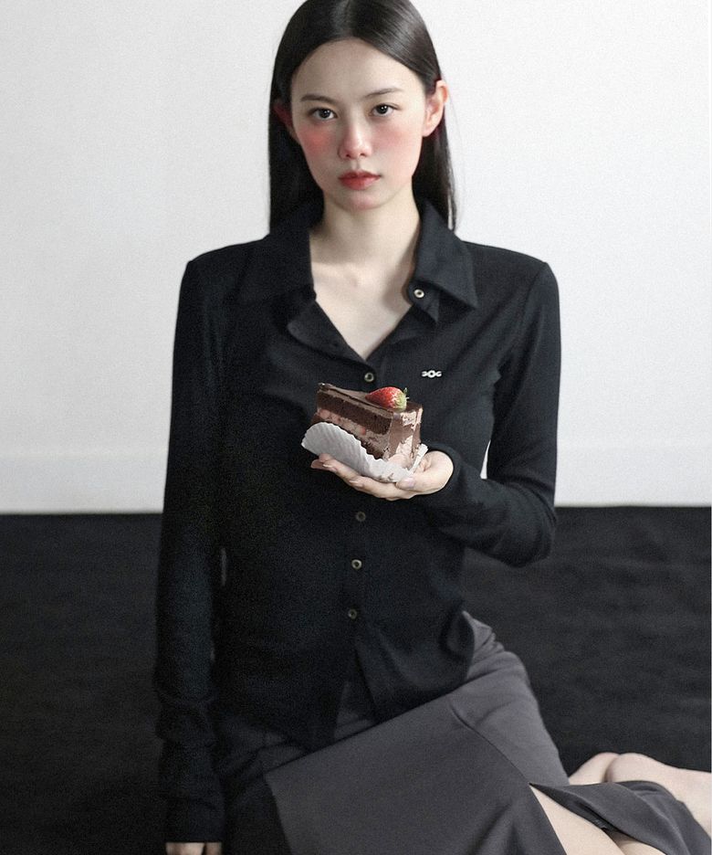 메탈 트라이클립스 오픈 폴로 롱슬리브 블랙