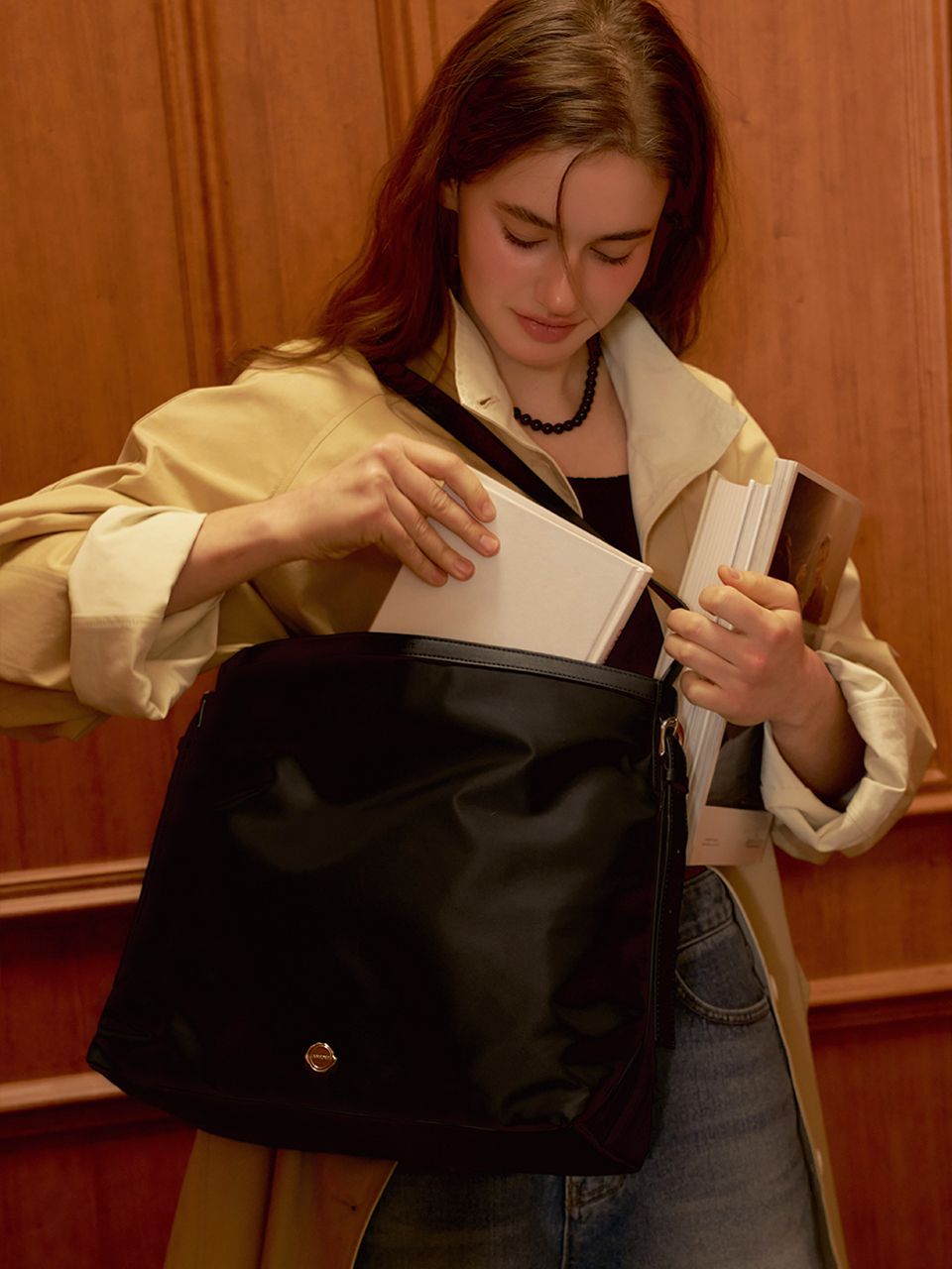 MUSINSA | ANEDIT Two Buckle Shoulder Bag_Nylon Black