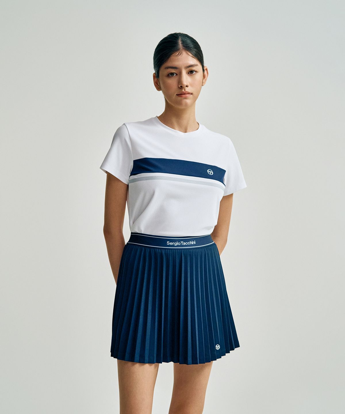 세르지오 타키니(SERGIO TACCHINI) W 레이프레쉬 다마린도 피케 반팔 티셔츠 (White)