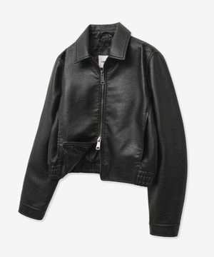 9177 워싱 레더 싱글 블루종 (BLACK)