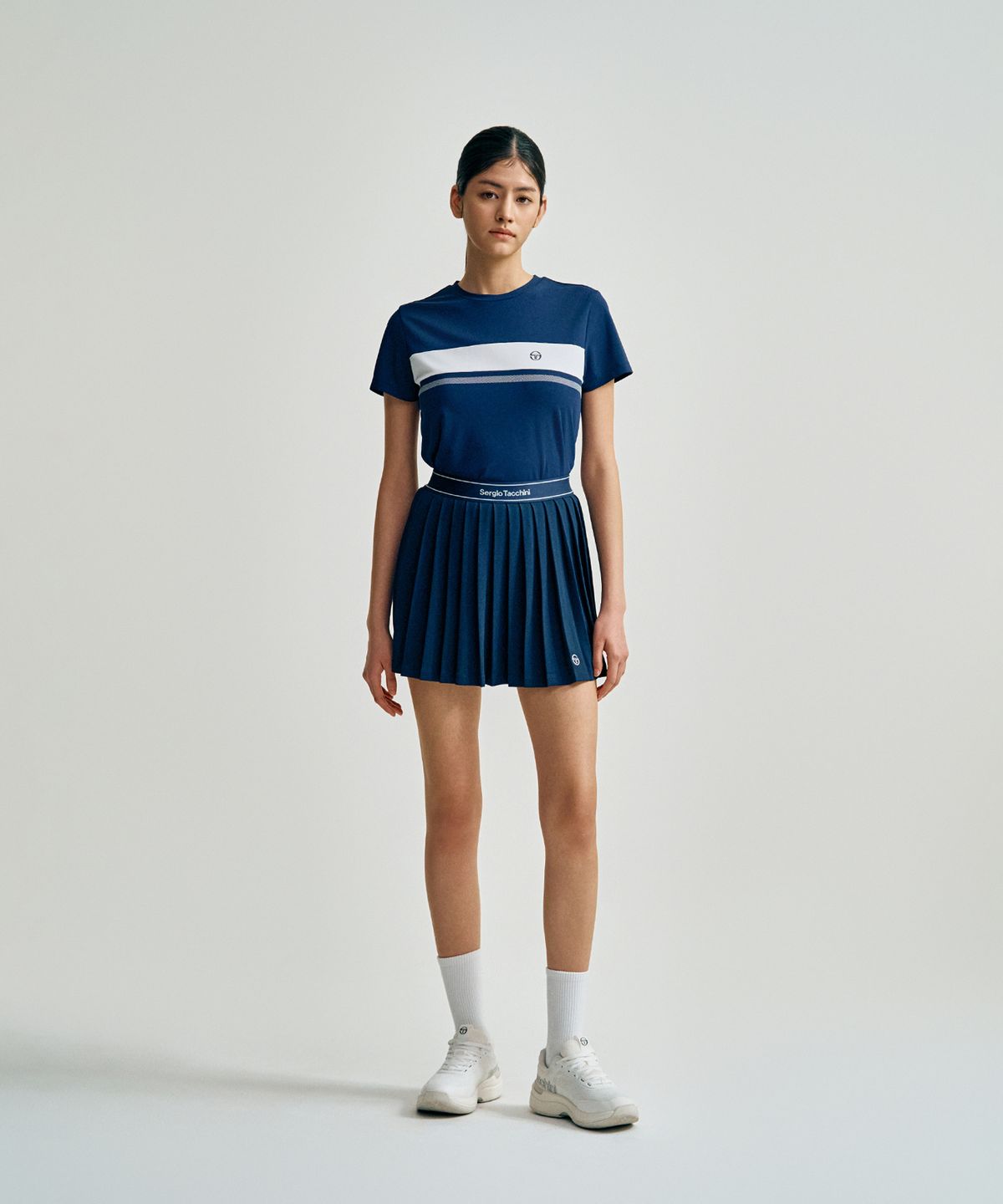세르지오 타키니(SERGIO TACCHINI) W 레이프레쉬 다마린도 피케 반팔 티셔츠 (Navy)