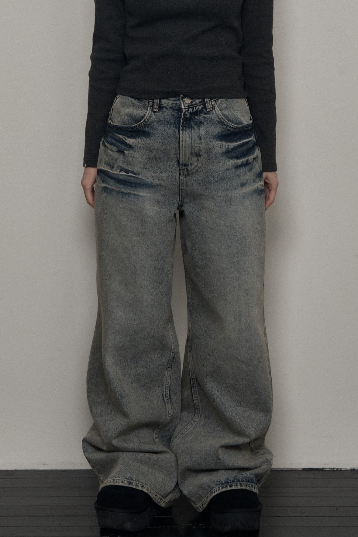 ☆韓国人気☆Washingワイドデニム/KHAKIPOINT☆ MUSINSA公式 | KHAKIPOINT Washing Wide Denim (gray)