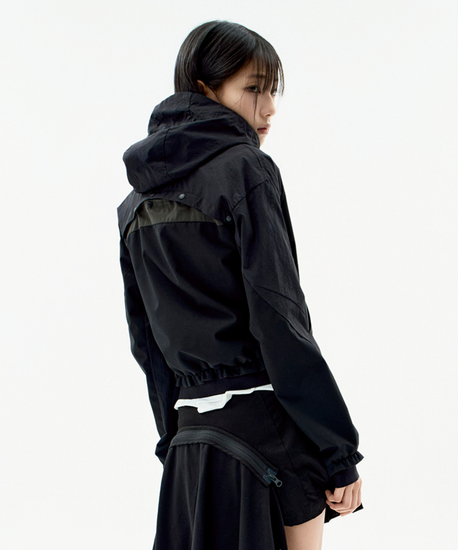 ◆ojos◆ Paneled Crop Shell Jacket Black 25SS-OT01-BK MUSINSA | OJOS Paneled Crop Shell Jacket / Black